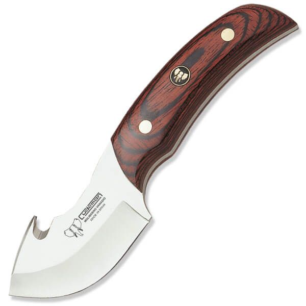 CUDEMAN - SKINNER 7.5CM MOUSE STYLE BLADE, RED STAMINA HANDLE W/SHEATH