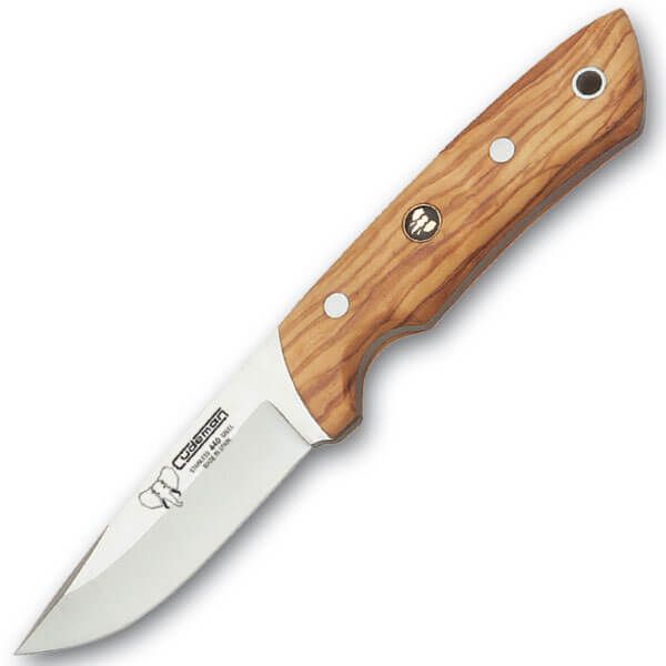 CUDEMAN - SKINNER 9CM DROP POINT BLADE, OLIVE WOOD HANDLE W/SHEATH