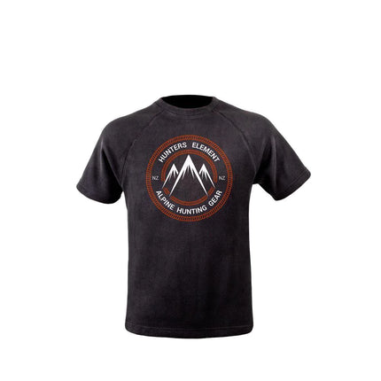 CLOTHING - HUNTERS ELEMENT TEE 3 PEAKS BLK Shoalhaven Shooting