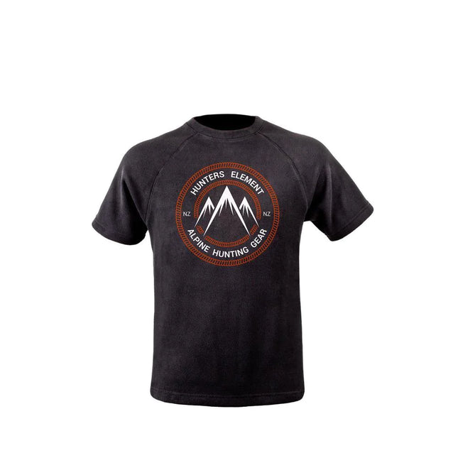 CLOTHING - HUNTERS ELEMENT TEE 3 PEAKS BLK Shoalhaven Shooting