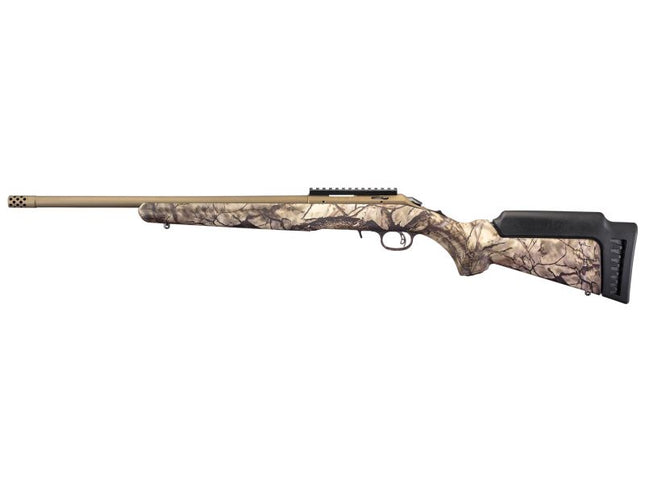 FIREARMS - RUGER AMERICAN RIMFIRE STANDARD 22WMR GO WILD CAMO 18" BURNT BRONZE CERAKOTE Shoalhaven Shooting