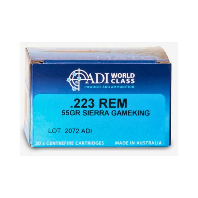 ADI WORLD CLASS AMMUNITION 223 55GR GAMEKING 20 RND PKT