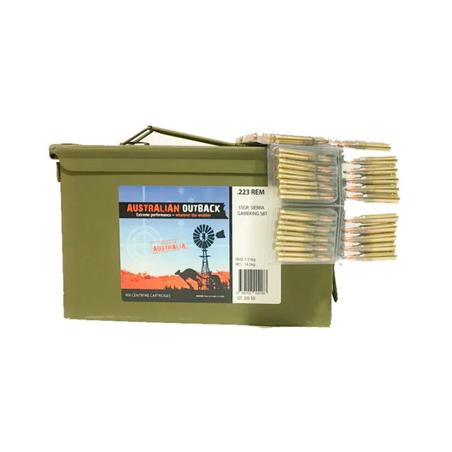 AUSTRALIAN OUTBACK AMMO 223 GAME KING 900 RND CAN
