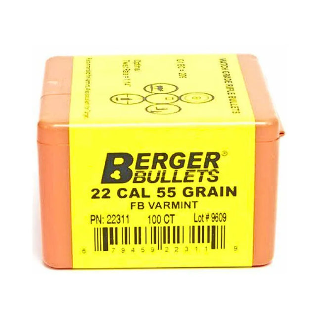 BERGER 22 CAL 55 GR FB VARMINT (100/BOX)