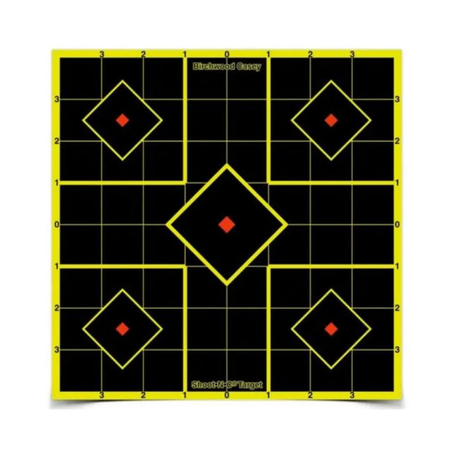 BIRCHWOOD CASEY SHOOT N C 8" SIGHT IN TARGET FLURO YELLO DIAMOND (15PK)