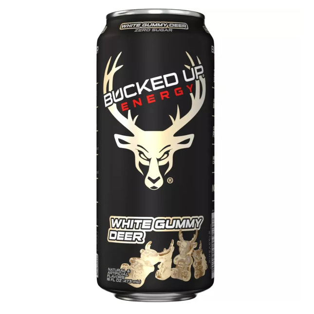 Bucked Up Energy Drink – White Gummy Deer (1 case-12 cans)