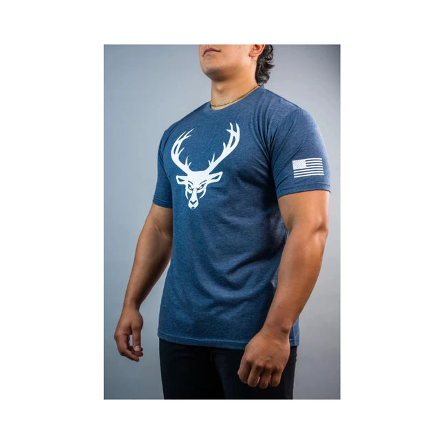 BUCKED UP FLAG T-SHIRT HEATHER BLUE/WHITE L