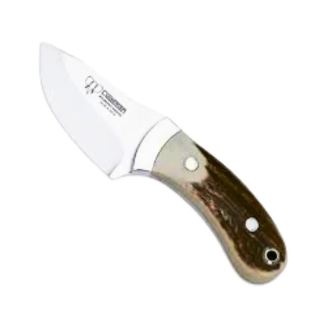CUDEMAN - SKINNER 7CM MOUSE STYLE, DEER ANTLER HANDLE W/SHEATH