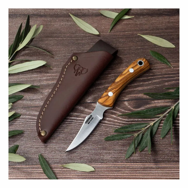 CUDEMAN - SKINNER 9CM , ROSE WOOD HANDLE W/SHEATH **END OF LINE**