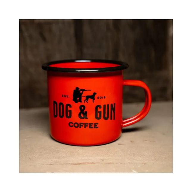 DOG AND GUN COFFEE ENAMEL MUGS - SANDY TAUPE