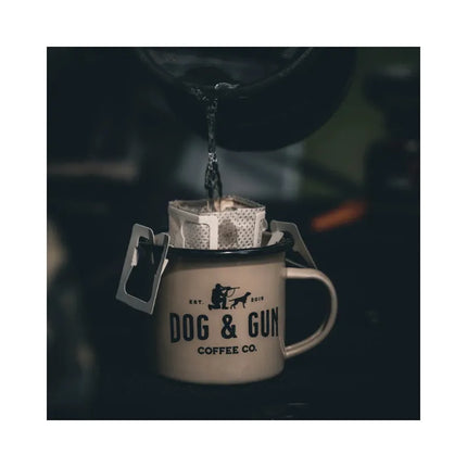 DOG AND GUN COFFEE ENAMEL MUGS - SANDY TAUPE