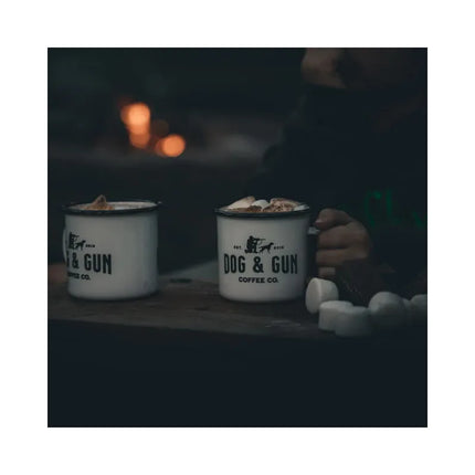DOG AND GUN COFFEE ENAMEL MUGS - SANDY TAUPE