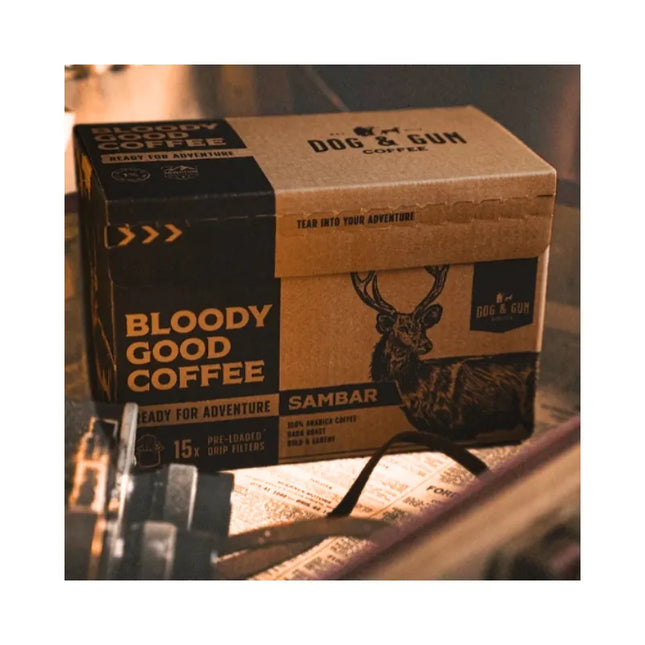 DOG AND GUN COFFEE PRE-LOADED DRIP FILTERS - 15 PACK FULL SEND MDEIUM ROAST