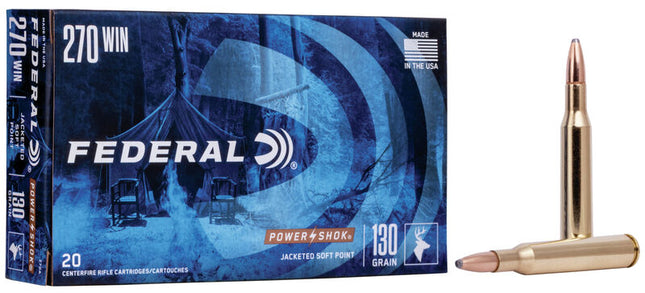 FEDERAL AMMO 270 W 130GR SP P-SHOK