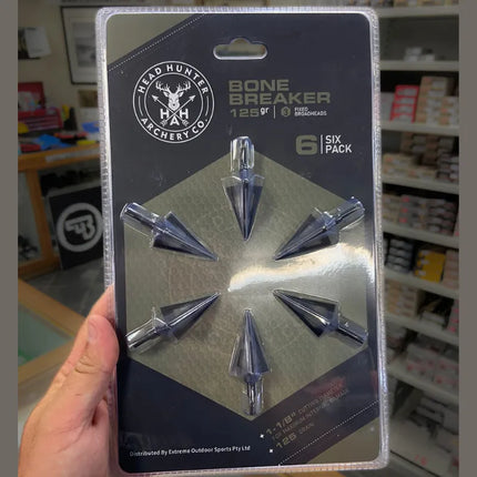HEADHUNTER ARCHERY BROADHEADS - BONE BREAKER SOLID 3 BLADE 125GR (6PK)