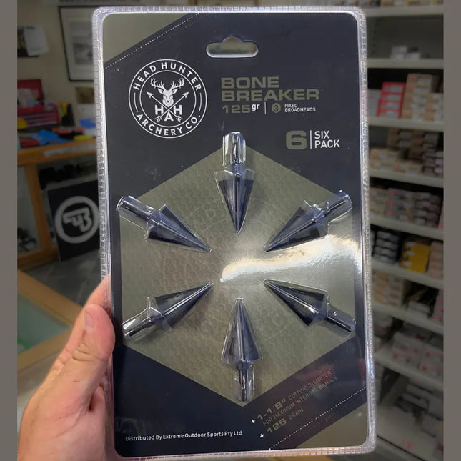 HEADHUNTER ARCHERY BROADHEADS - BONE BREAKER SOLID 3 BLADE 125GR (6PK)