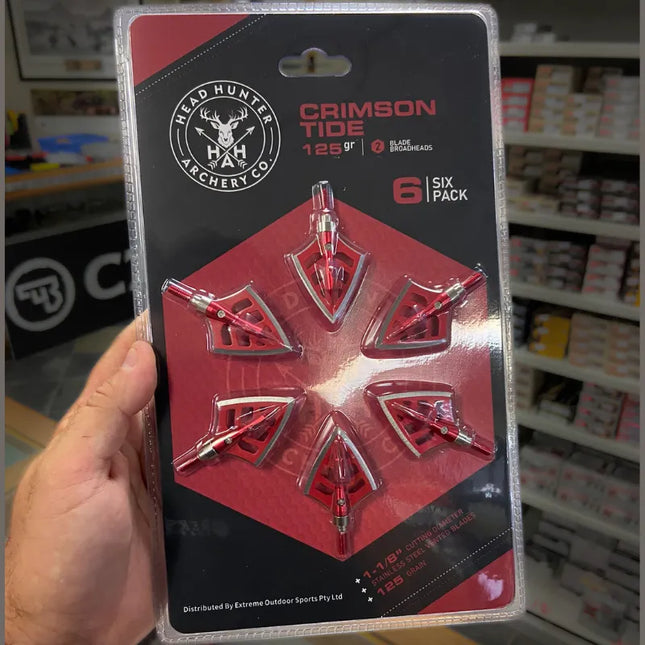 HEADHUNTER ARCHERY BROADHEADS - CRIMSON TIDE 2 BLADE 125GR (6PK)