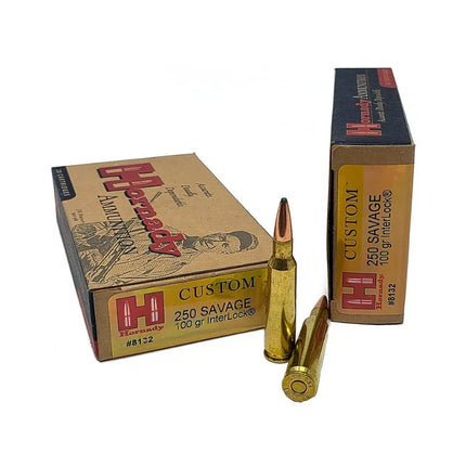 HORNADY AMMO 250 SAVAGE 100GR SP HORNADY CUSTOM AMMO 20RD PACK