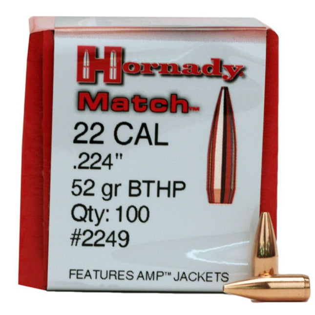 RE-LOADING - HORNADY PROJ 30 CAL 208GR BTHP MATCH 22 CAL 52GR BTHP (100PK) Shoalhaven Shooting