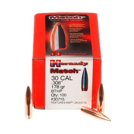 RE-LOADING - HORNADY PROJ 30 CAL 208GR BTHP MATCH 30 CAL 178GR (100PK) Shoalhaven Shooting