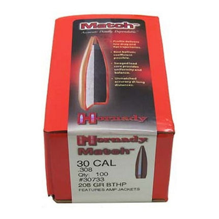 RE-LOADING - HORNADY PROJ 30 CAL 208GR BTHP MATCH 30 CAL 208GR (100PK) Shoalhaven Shooting