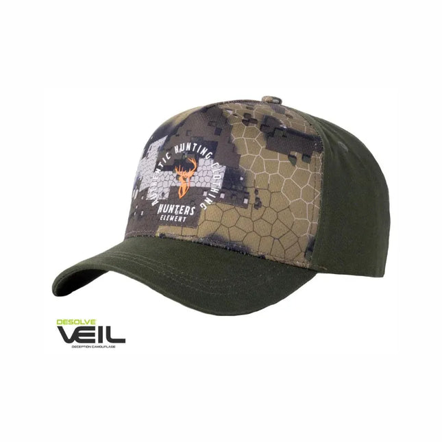 CLOTHING - HUNTERS ELEMENT A.H.C CAP DESOLVE VEIL MOSS GREEN OSFA Shoalhaven Shooting