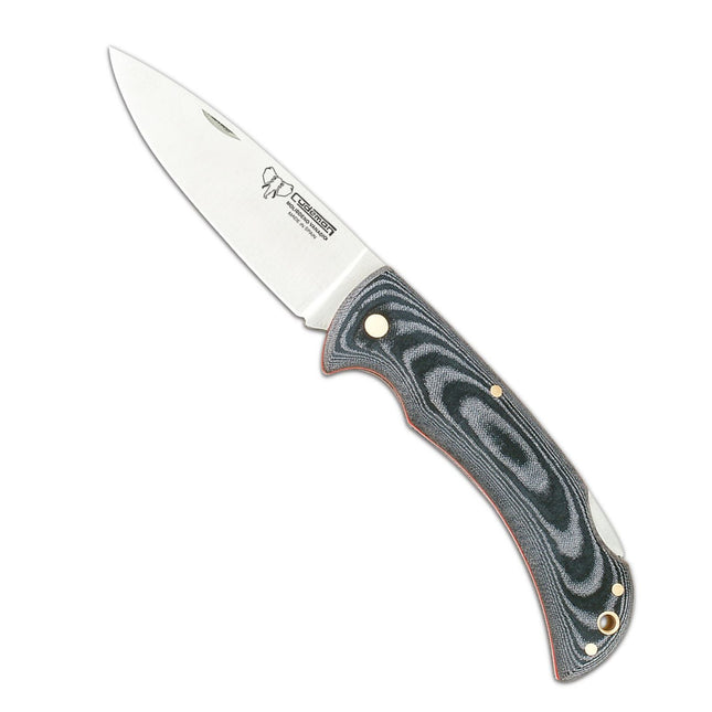 CUDEMAN - FOLDING SKINNER 9.5CM STANDARD BLADE, BLACK MICARTA HANDLE