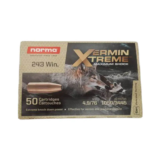 NORMA AMMO 243 WIN 76GR VERMIN EXTREME HP 50 PK