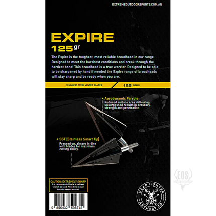 ARCHERY - HEADHUNTER ARCHERY BROADHEADS - EXPIRE RAZOR 2 BLADE 125GR (6PK) Shoalhaven Shooting