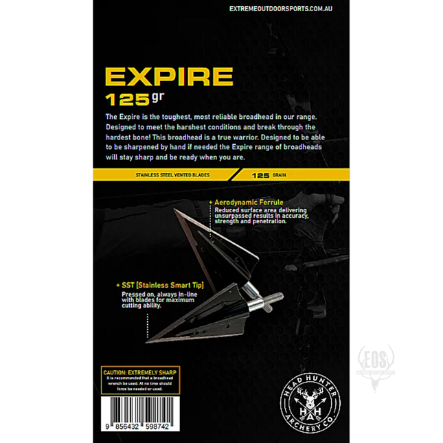 ARCHERY - HEADHUNTER ARCHERY BROADHEADS - EXPIRE RAZOR 2 BLADE 125GR (6PK) Shoalhaven Shooting