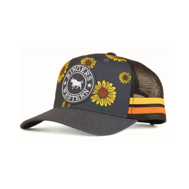 RINGERS WESTERN SUNFLOWERS TRUCKER CAP - BLK/MULTI