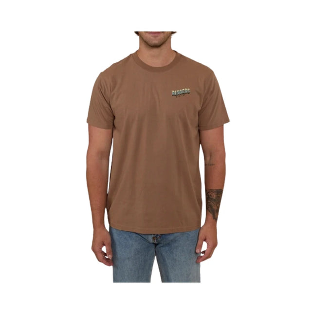 RINGERS WESTERN BUCKIN BARRA MENS LOOSE FIT T-SHIRT ALMOND - M