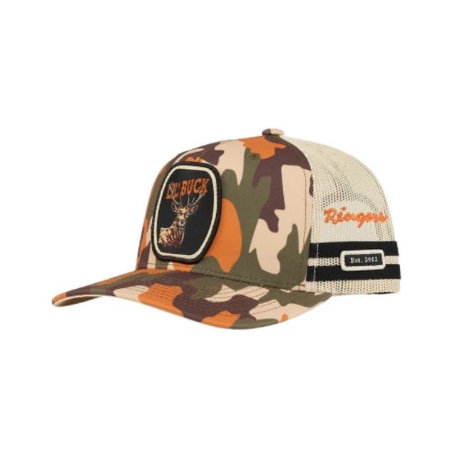 RINGERS WESTERN BUCK KIDS TRUCKER CAP - ORANGE CAMO
