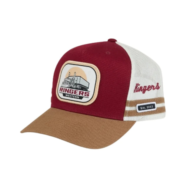 RINGERS WESTERN BIG RIG TRUCKER CAP - BURGUNDY/CLAY