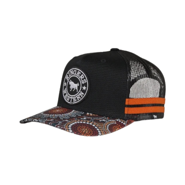 RINGERS WESTERN WALKABOUT WARRIOR TRUCKER CAP - BLACK