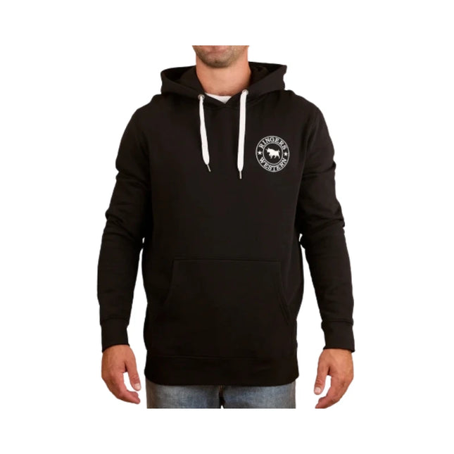 RINGERS WESTERN SIGNATURE BULL MENS PULLOVER HOODIE BLK/WHT - 2XL