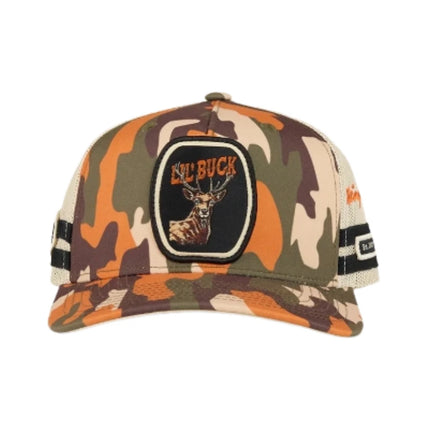 RINGERS WESTERN BUCK KIDS TRUCKER CAP - ORANGE CAMO