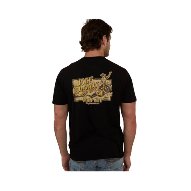 RINGERS WESTERN HALF CUT MENS LOOSE FIT T-SHIRT BLACK - M