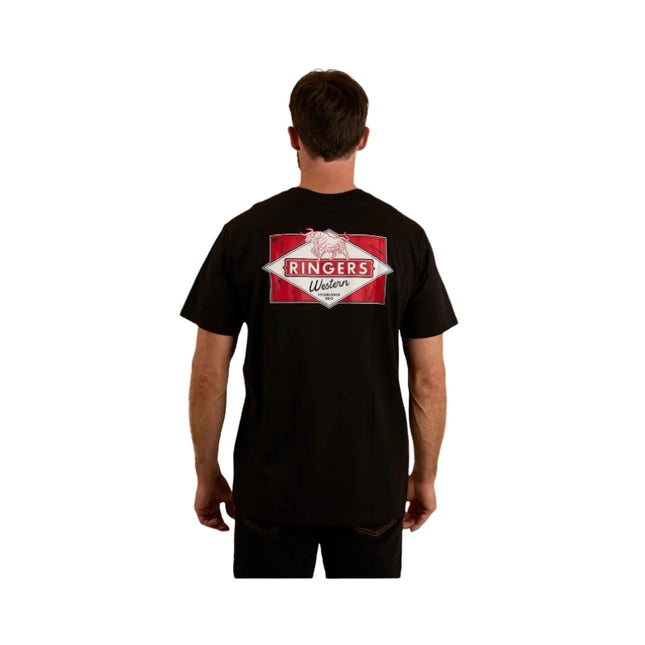 RINGERS WESTERN HOMETOWN MENS LOOSE FIT T-SHIRT BLACK - L