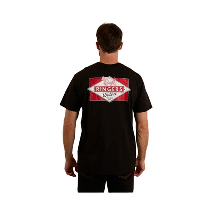 RINGERS WESTERN HOMETOWN MENS LOOSE FIT T-SHIRT BLACK - 2XL