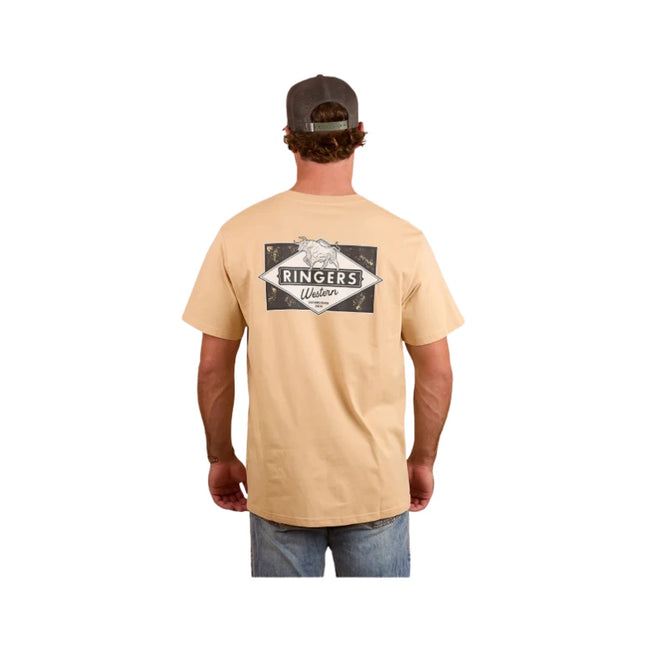 RINGERS WESTERN HOMETOWN MENS LOOSE FIT T-SHIRT DARK SAND - 2XL