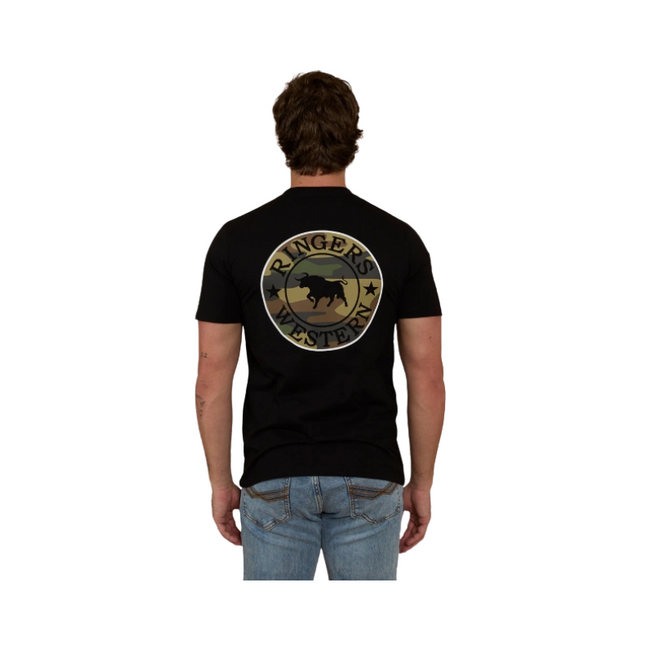 RINGERS WESTERN SIGNATURE BULL MENS CLASSIC T-SHIRT BLK/CAMO - XL