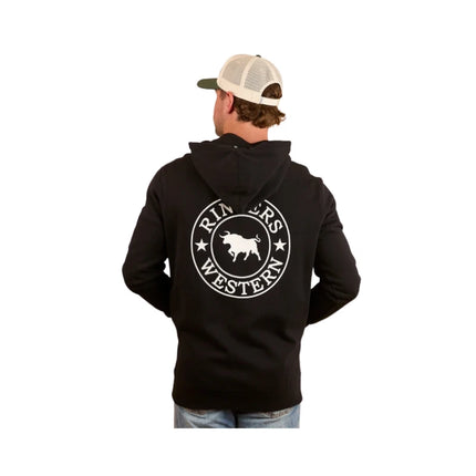 RINGERS WESTERN SIGNATURE BULL MENS PULLOVER HOODIE BLK/WHT - M