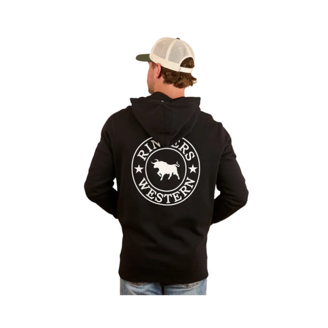 RINGERS WESTERN SIGNATURE BULL MENS PULLOVER HOODIE BLK/WHT - 2XL
