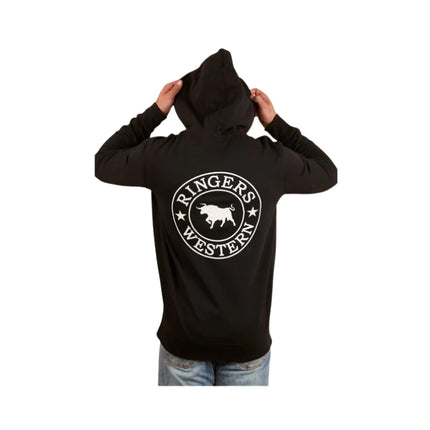 RINGERS WESTERN SIGNATURE BULL MENS PULLOVER HOODIE BLK/WHT - M