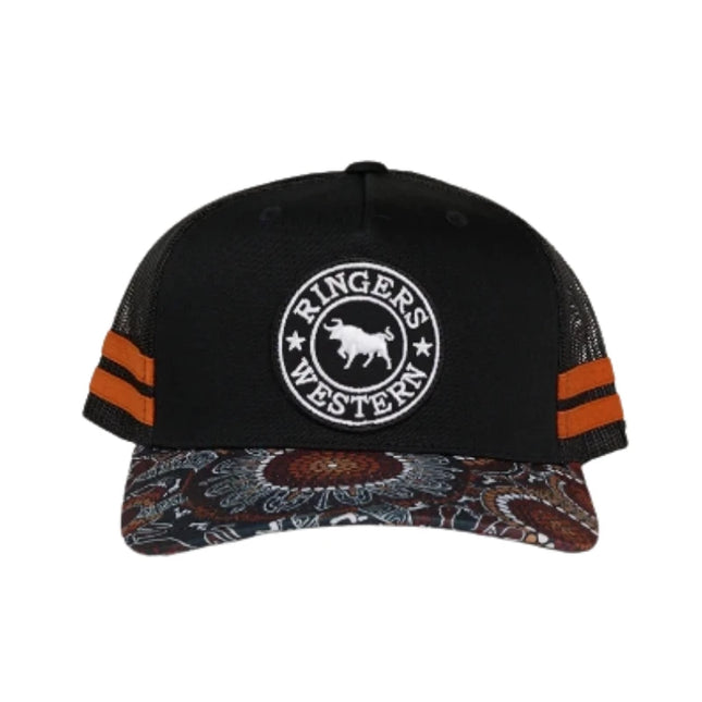 RINGERS WESTERN WALKABOUT WARRIOR TRUCKER CAP - BLACK