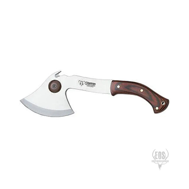KNIVES - CUDEMAN – HATCHET 21CM HATCHETA BLADE, POLISHED RED STAMIN HANDLE / LEATHER SHEATH Shoalhaven Shooting