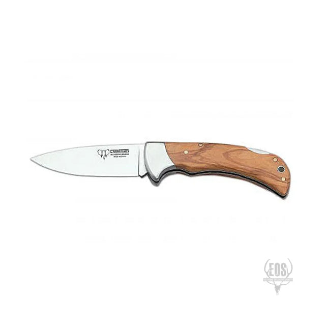KNIVES - CUDEMAN – FOLDING SKINNER 9.5CM STANDARD BLADE, SATIN OLIVE WOOD HANDLE / NO SHEATH Shoalhaven Shooting
