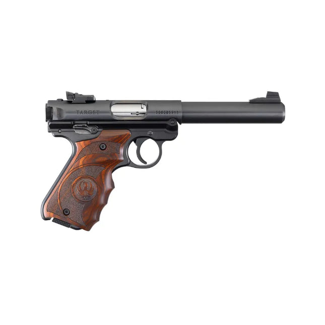 FIREARMS - RUGER MARK IV TARGET 22LR BLUED TARGET LAMINATE PISTOL 10RD MAG 140MM BARREL Shoalhaven Shooting