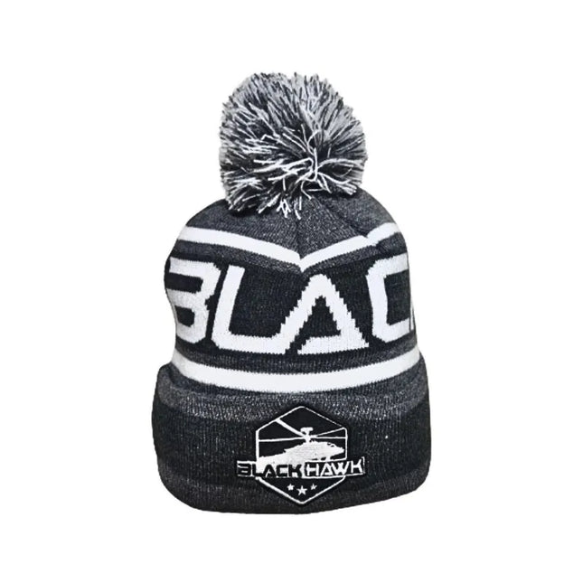 CLOTHING - BEANIE - BLACKHAWK APPAREL GREY/WHITE BLACKHAWK BEANIE WITH POM POM Shoalhaven Shooting